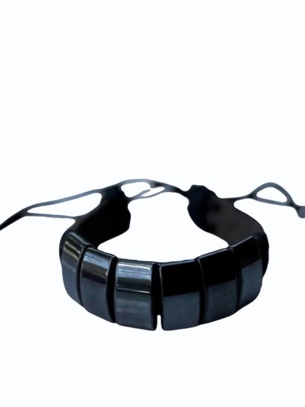 Mens All Black Leather Cotton Bracelet